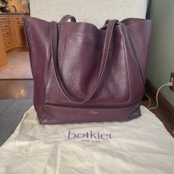 Botkier New York Plum Wine Leather Tote/Shoulder Bag - Picture 1 of 16